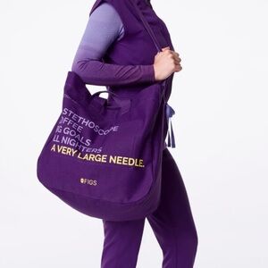 NWT NEW Figs color digital purple scrubs tote hospital bag nurse doctor RN